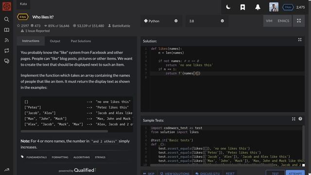 Who Likes It? - Codewars Popular Katas SOLVED #7