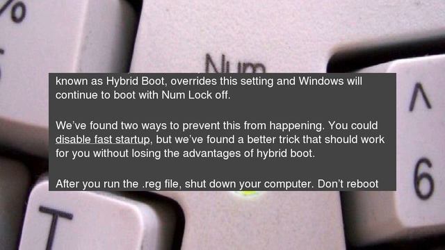 How to Enable Num Lock Automatically When Your Computer Boots