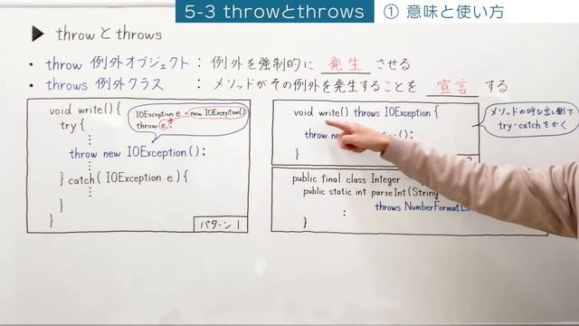 throwとthrowsの意味と使い分けを初心者向けに解説【Java入門講座】5-3 throwとthrows