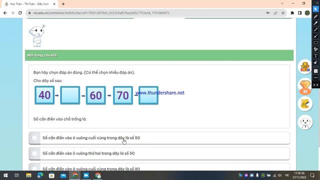 Toán thách đấu lớp 1 ( Vòng 8 )