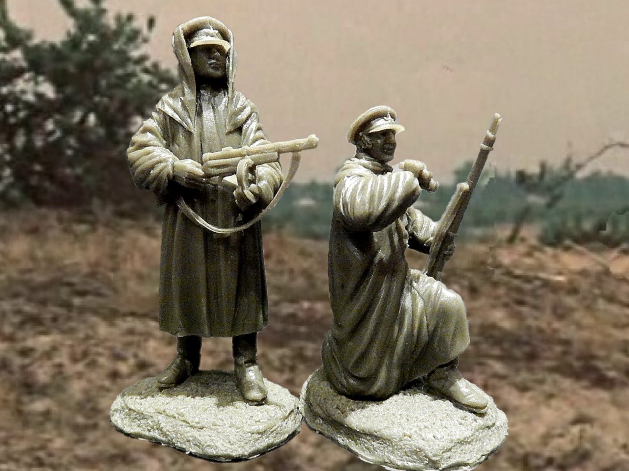 солдатики Ханомака 1/32 Пограничники Год 1941-й набор 6 фигур 6 поз + террейн, оригинал