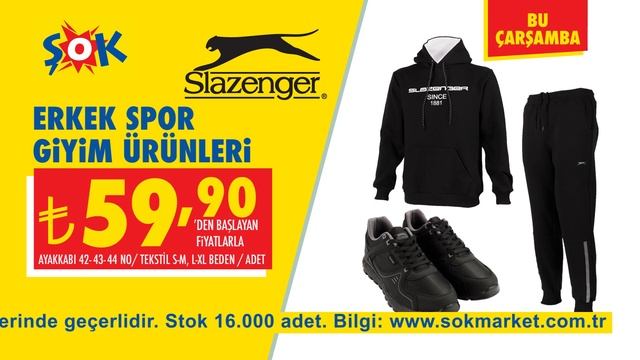 Slazenger Erkek Spor Giyim Ürünleri hem #ŞOK'ta hem de Cepte ŞOK'ta!