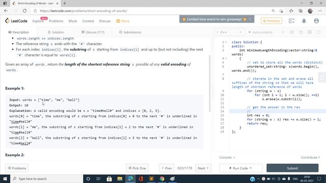 SHORT ENCODING OF WORDS  LEETCODE EXPLORE  DAY 06