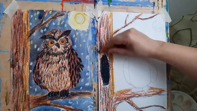 "Мудрый филин" Мастер-класс по рисованию от педагога ИЗОстудии "Диво" Дуплякиной Т.А.