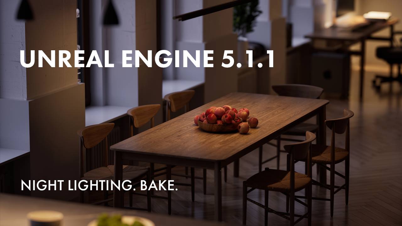 Unreal Engine 5.1.1.Night lighting. Bake.