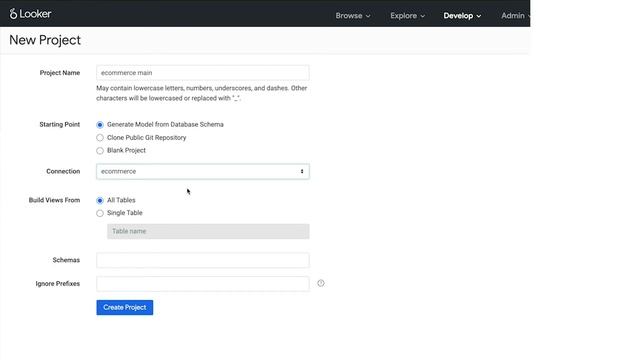 Look & Learn - Creating a new LookML project