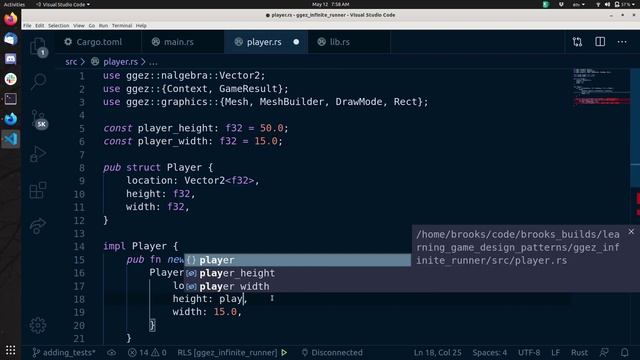 Game Programming Patterns part 4.2 - (Rust) Creating the player