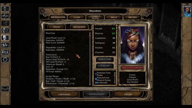 Developing an unkillable Shapeshifter in Baldur's Gate 2 with SCS and LoB