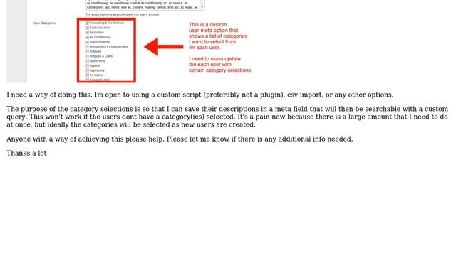 Wordpress: Mass Update User Profile Checkbox Options