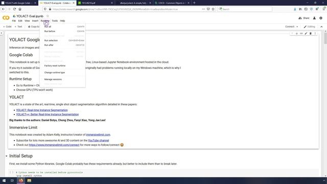 YOLACT Instance Segmentation Google Colab Tutorial
