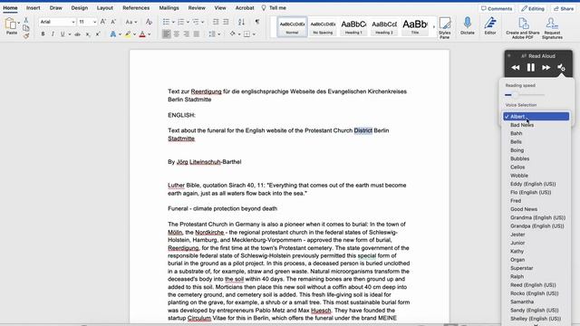 Issue With Microsoft Office or Word for Mac Read Aloud macOS 13.