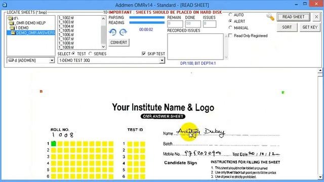 Part5 OMR Sheet Scanner Software Operation STEP 3 Read Scanned Sheets