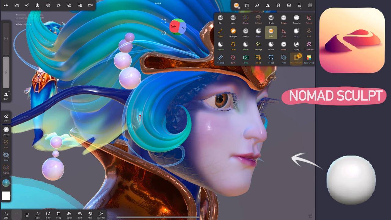 Скульптинг в Nomad Sculpt - Irenes из Chrono Cross на IpadPro #nomadsculpt #скульпт #blender #zbrush