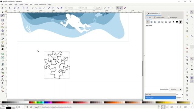 3D Layered Paper Cutout Effect Underwater Illustration in Inkscape