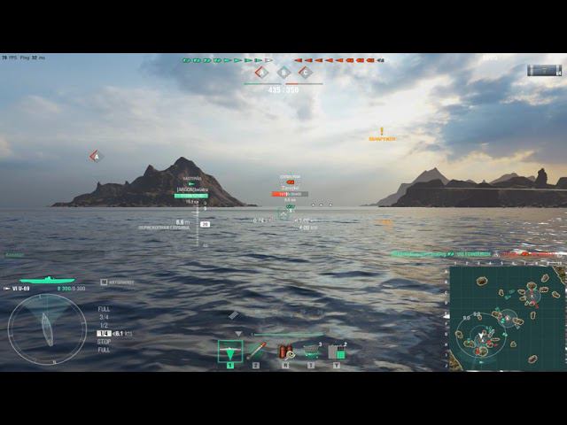 Немецкая подводная лодка U-69.Морской бой-13.Игра World Of Warships