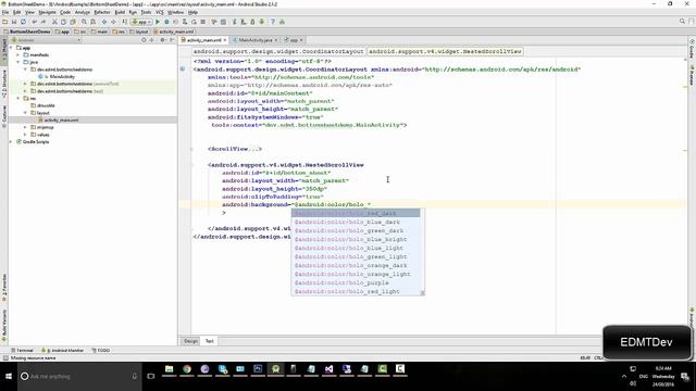 Android Studio Tutorial -  Bottom Sheet Views