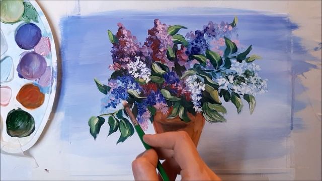 КАК НАРИСОВАТЬ БУКЕТ СИРЕНИ ПРОСТО ГУАШЬЮ.РИСУЕМ СИРЕНЬ. ПОЭТАПНОЕ РИСОВАНИЕ.