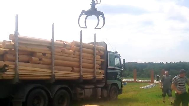 Разгрузка сруба Калита - строй