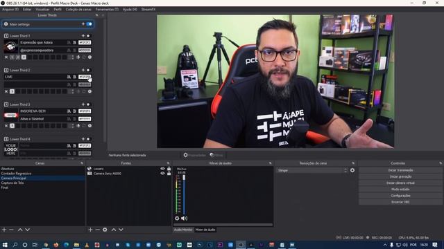 CONTROLE O OBS PELO CELULAR!!! Lower Thirds, Movimento de Camera, Wifi ou USB (Macro Deck)StreamDec