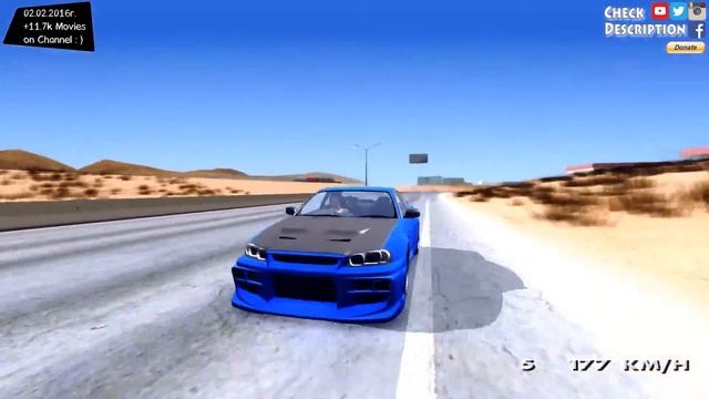 GTA San Andreas - Nissan Skyline R34 TUNED EnRoMovies _REVIEW