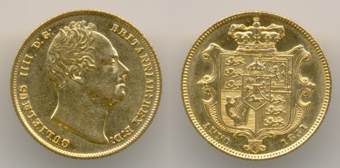 Нумизматика. Золотая монета. Англия, соверен 1831 года.