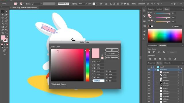Рисуем кролика-серфера в Adobe Illustrator | уроки для новичков