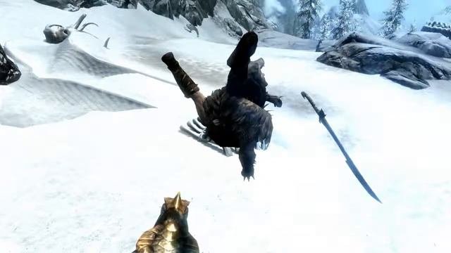 Skyrim TES V: Прыжок веры и прогулка по пляжу.