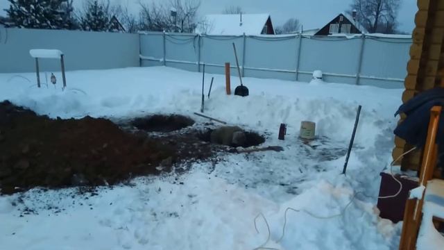 Зимняя Копка септики, минус 12 градусов мороза