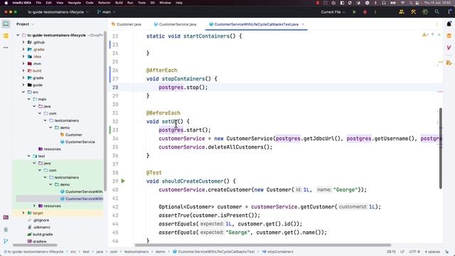 Testcontainers container lifecycle management using JUnit 5