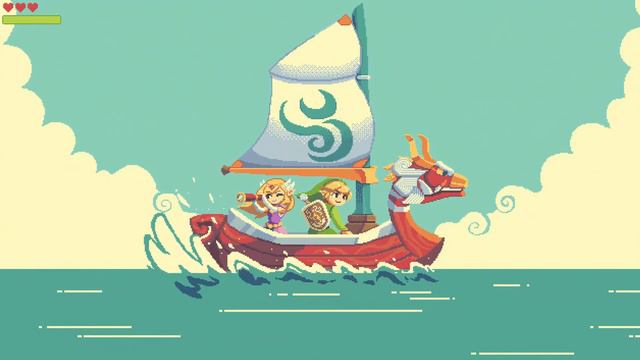 Зельда и Линк на Корабле | Пиксель Арт | The Legend of Zelda: The Wind Waker - Живые Обои