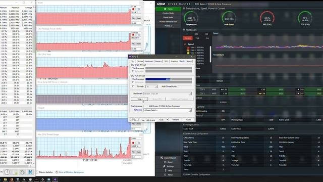 Ryzen 7 3700x stock in Ryzen Master and HWinfo the CPUZ benchmark