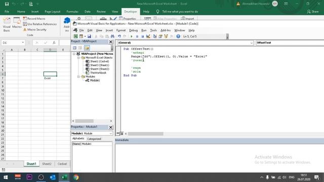 Excel VBA - Dərs 4.1 - "Offset" əmri.