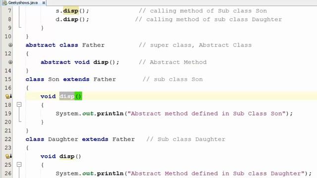 111. Example of Abstract Class and Abstract Method in Java Programming (Hindi)
