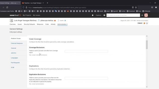 6. Excluir archivos del análisis de Sonarcloud