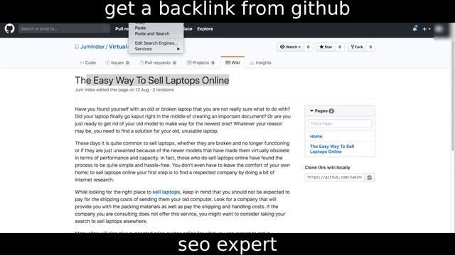 get a backlink from github