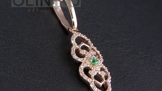 Золотая подвеска с бриллиантами и изумрудом
