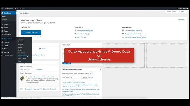 Freeware WordPress Theme demo import and setup