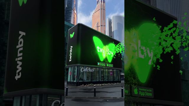 TWINBY/ integrated an advertising media cube with the effect of floating butterflies
 #3d #vfx