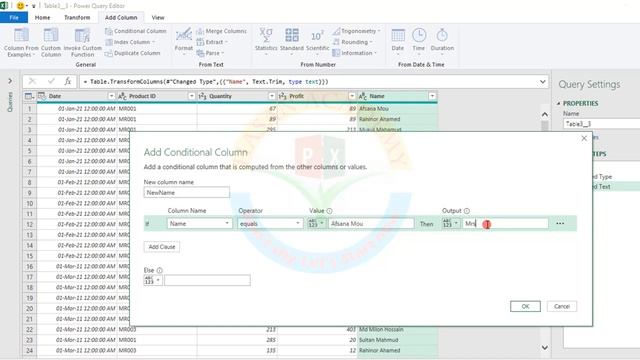 25. Adding a Conditional Column|Merge|Trim in Power Query in Excel |  Tutorial for Beginner Bangla