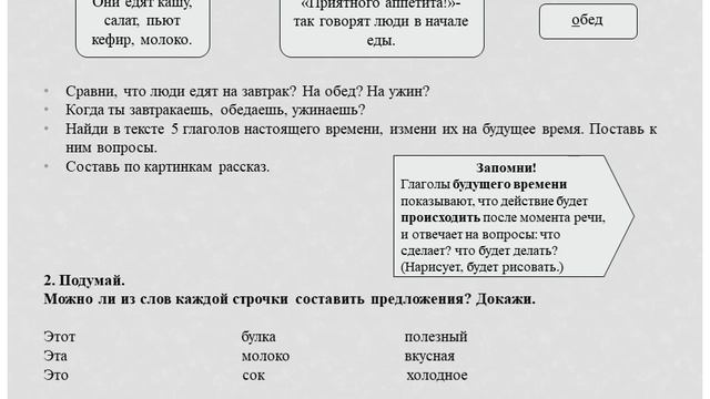 2 класс. Урок 39. Что и когда едят и пьют люди?