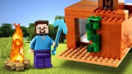 Видео обзор игры – Стив Майнкрафт строит Летающий Дом и костёр! - Сборник видео с Minecraft Lego