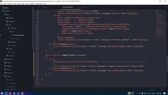 Laravel Rest API | Logout from device | Invalidate Token | Fullstack Dev