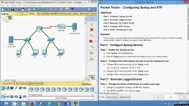 10.2.3.5 Packet Tracer - Configuring Syslog and NTP