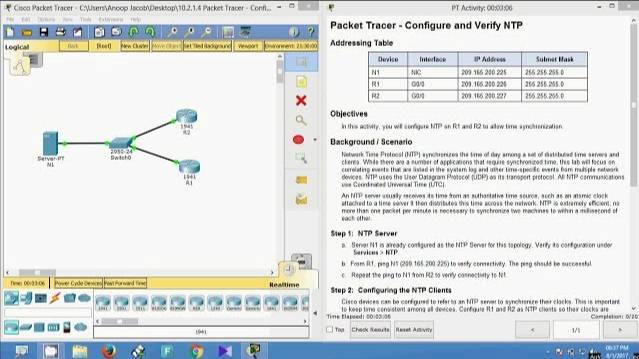 10.2.1.4 Packet Tracer - Configure and Verify NTP