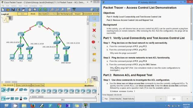 7.1.1.4 Packet Tracer - ACL Demonstration