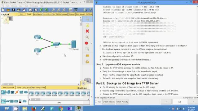 10.3.3.5 Packet Tracer - Using a TFTP Server to Upgrade a Cisco IOS Image