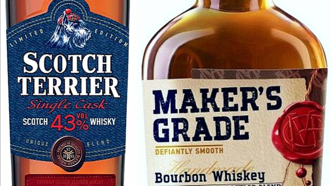 Сравнение Bourbon Whiskey Makers Grade и Whisky Scotch Terrier.