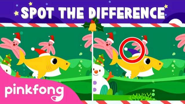 Christmas Sharks Spot the Difference | Christmas Song | Baby Shark | Pinkfong Songs for Children