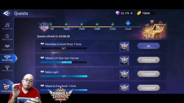 Honor Arena New Champions Daily Quest 15.03 Mobile Legends Adventure Indonesia