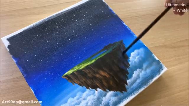 Flying Island Acrylic Painting